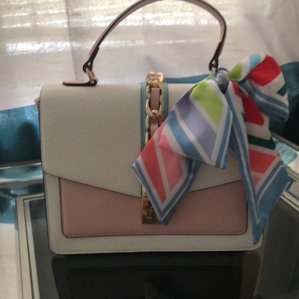 Aldo Pink and White Satchel with Elegant Design